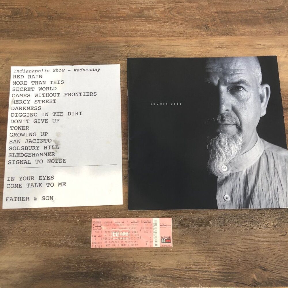Peter Gabriel Summer 2003 Tour Booklet Ticket Stub Official Setlist July 2, 2003